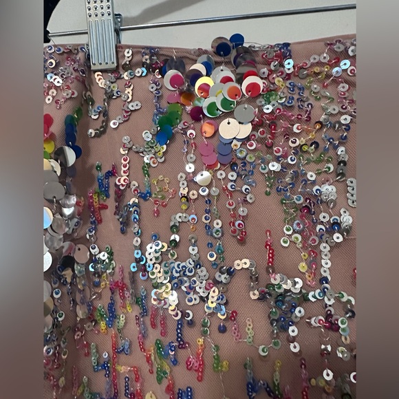 Milly LIKE NEW Kristina Confetti rainbow sequin blingy scallop hem mini skirt -6 - Picture 8 of 16